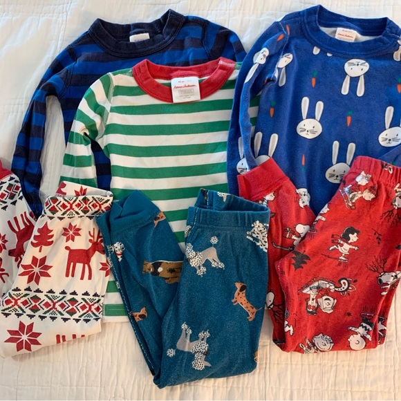 Hanna Andersson Other - Hanna Andersson Peanuts Dog Bunny Long Sleeve Pajama Bundle Lot 90cm US 3